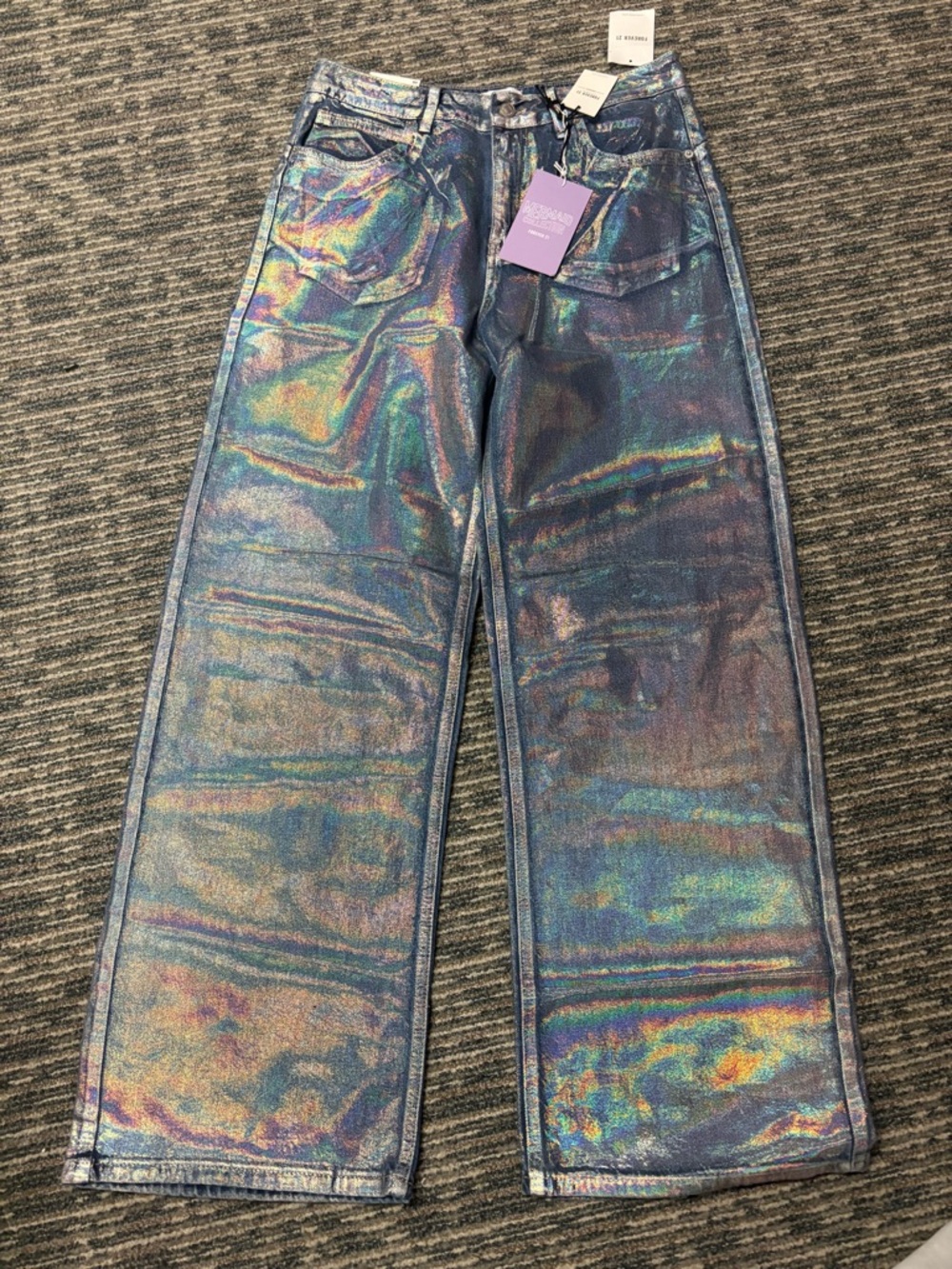 Forever 21 Iridescent coated Wide-Leg mermaid Jeans